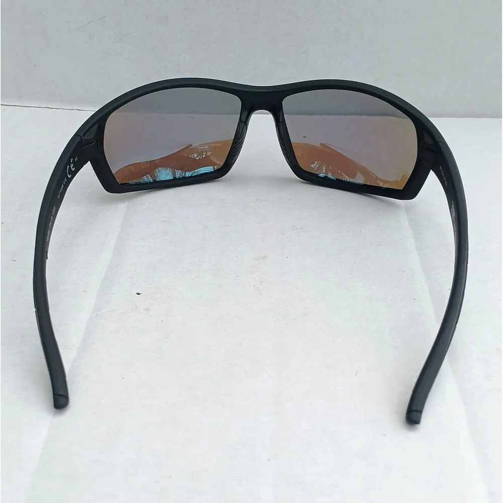 Tek Gear Rubberized Wrap Around Sunglasses-Polarized Blue Lens-Non SLip-UVA/B